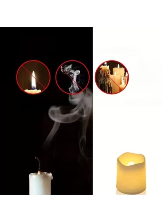 طقم 12 شمعة LED متوهجة بتصميم متموج لرمضان—آمنة وأنيقة، مثالية لإضفاء أجواء رمضانية دافئة - Image 3